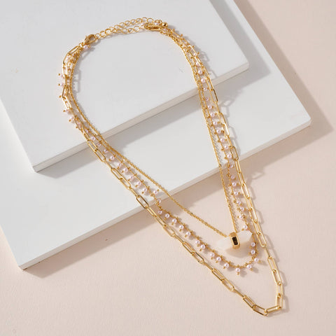 Layered Crystal Chain Necklace
